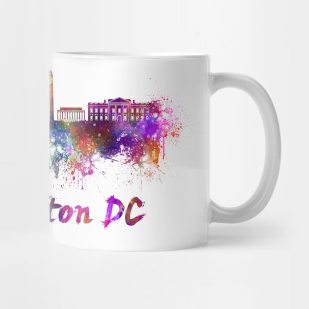 Washington dc skyline in watercolor by PaulrommerArt